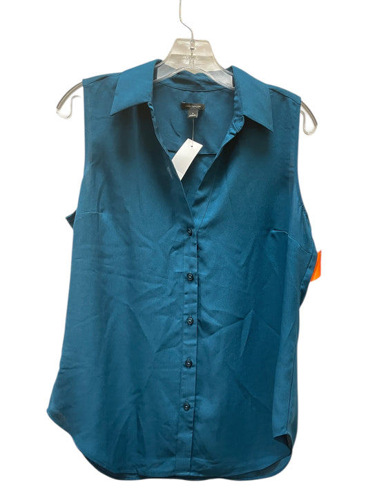 Blouse Sleeveless By Ann Taylor In Blue, Size:M