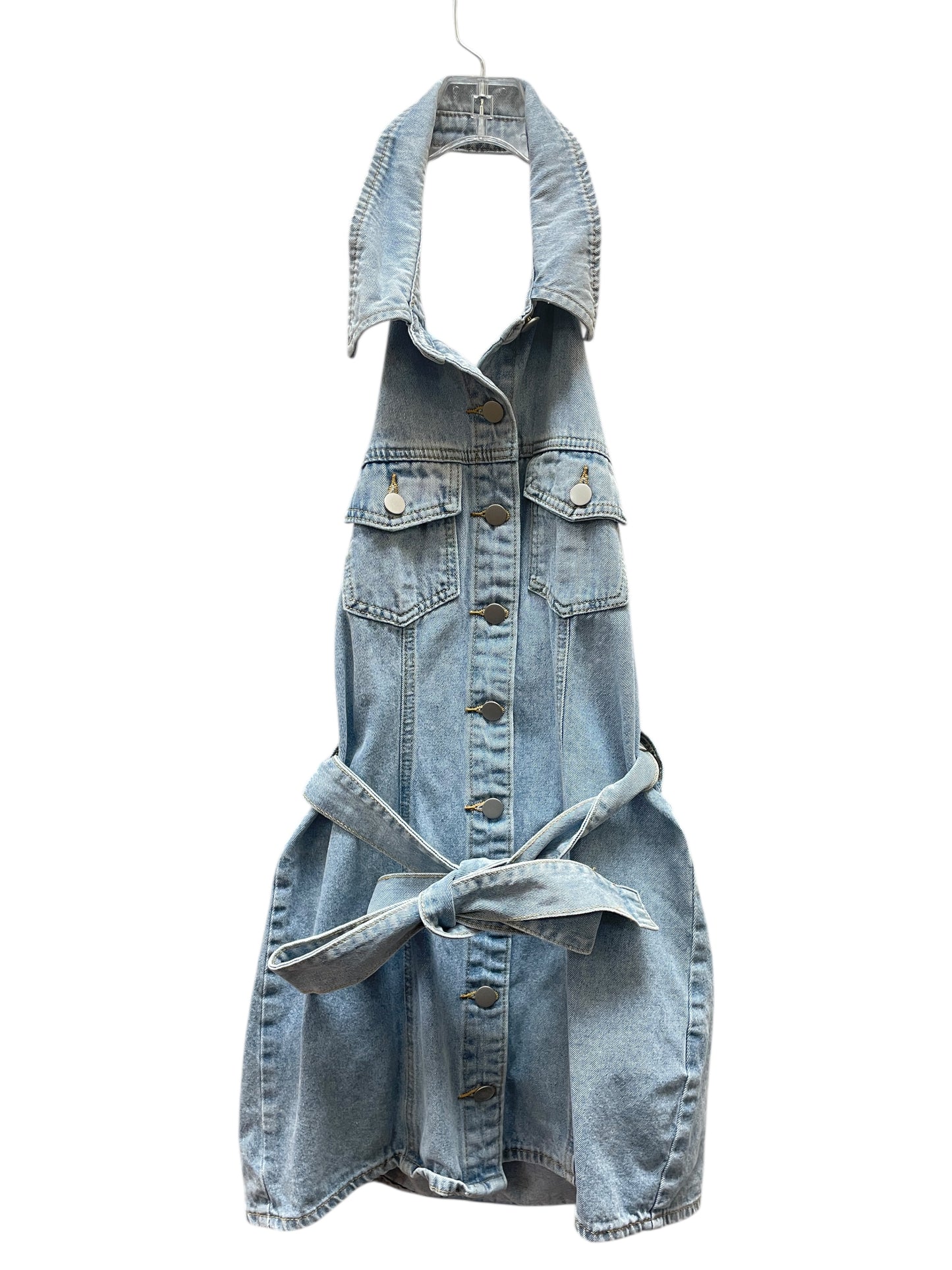 Top Sleeveless By Shein In Blue Denim, Size:6