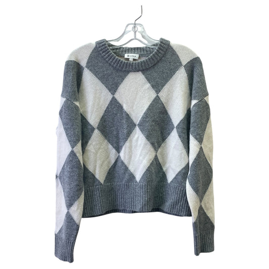 Sweater Cashmere By LILY SILK In Cream & Grey, Size:L