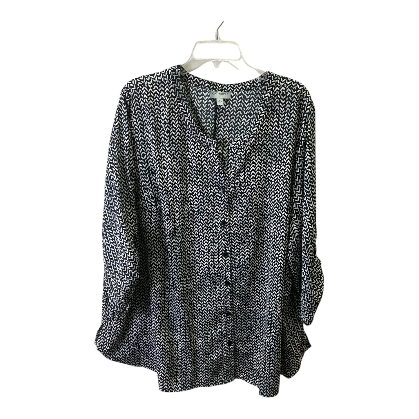 Top 3/4 Sleeve By Catherines In Black & White, Size:2X