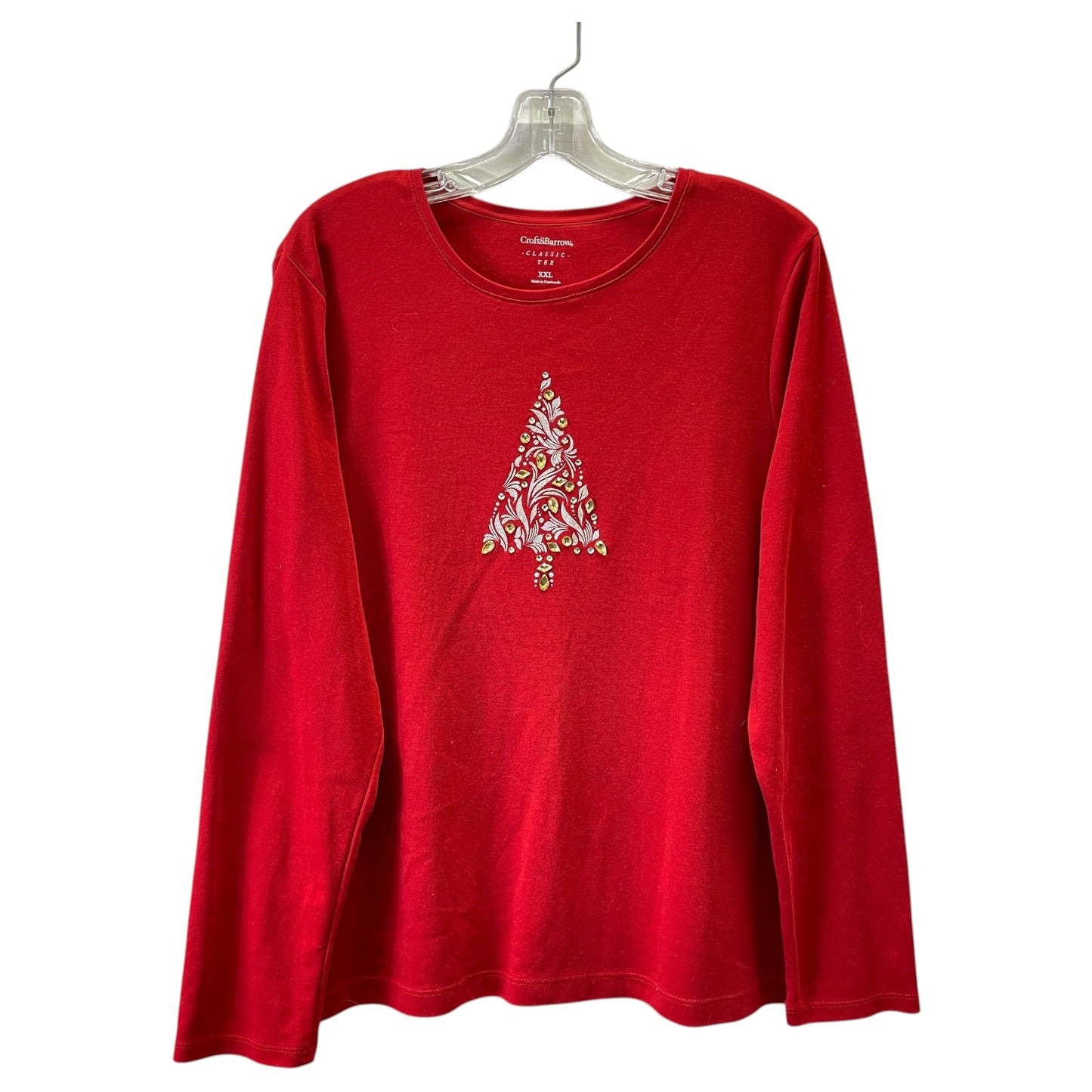 Top Ls By Croft And Barrow In Red & Silver, Size:Xxl