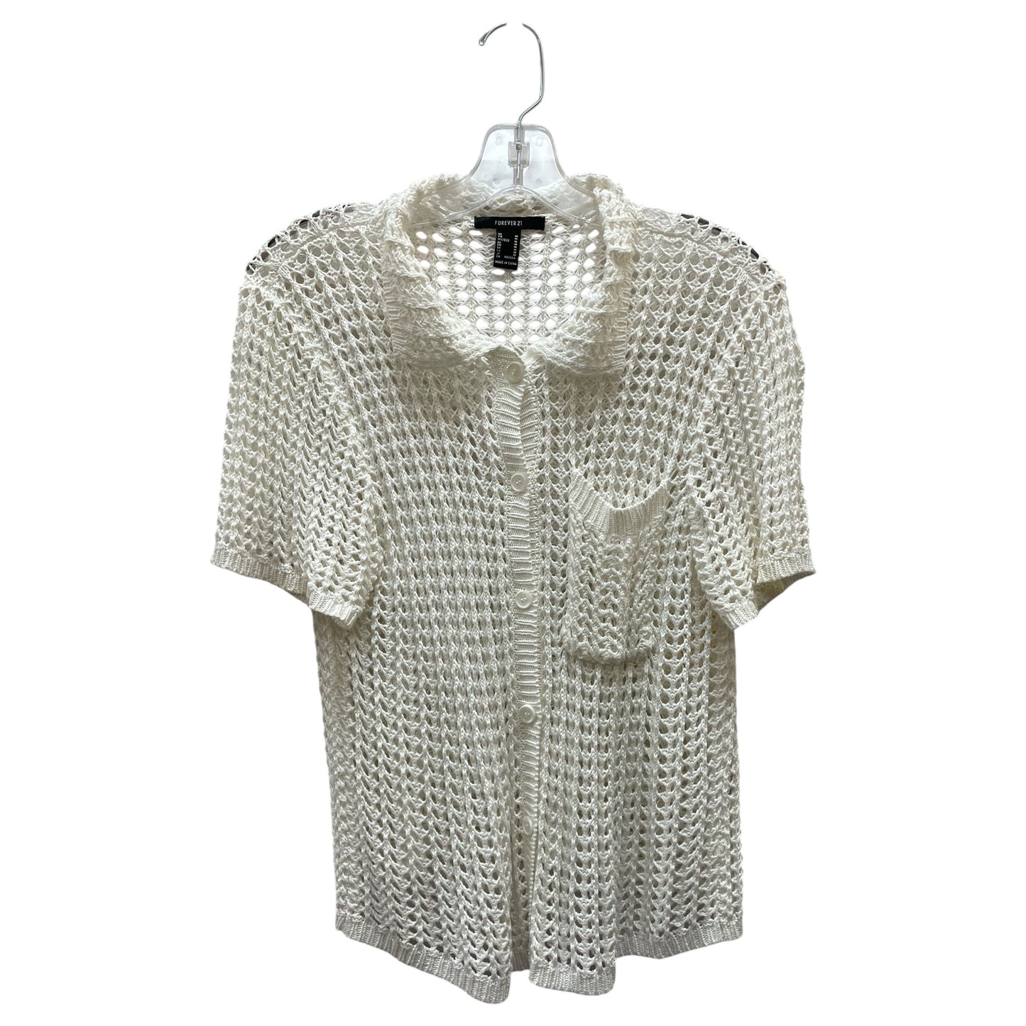 Cardigan By Forever 21 In White, Size:M