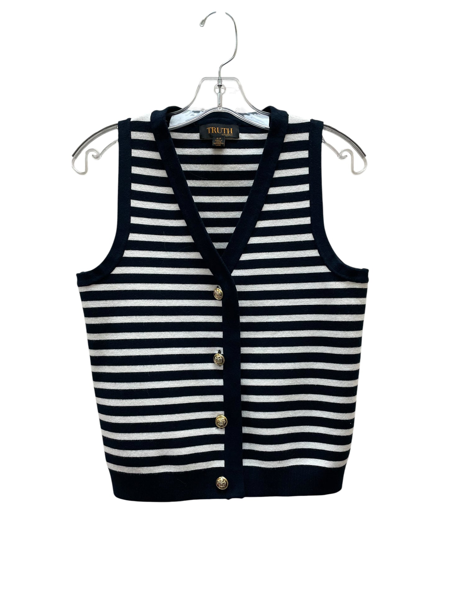Vest Faux Fur & Sherpa By Truth In Blue & White, Size:Sp