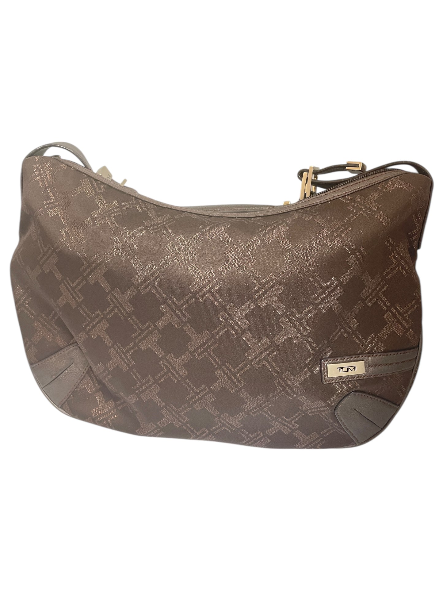 Handbag Designer By Tumi In Brown & Gold, Size:Medium