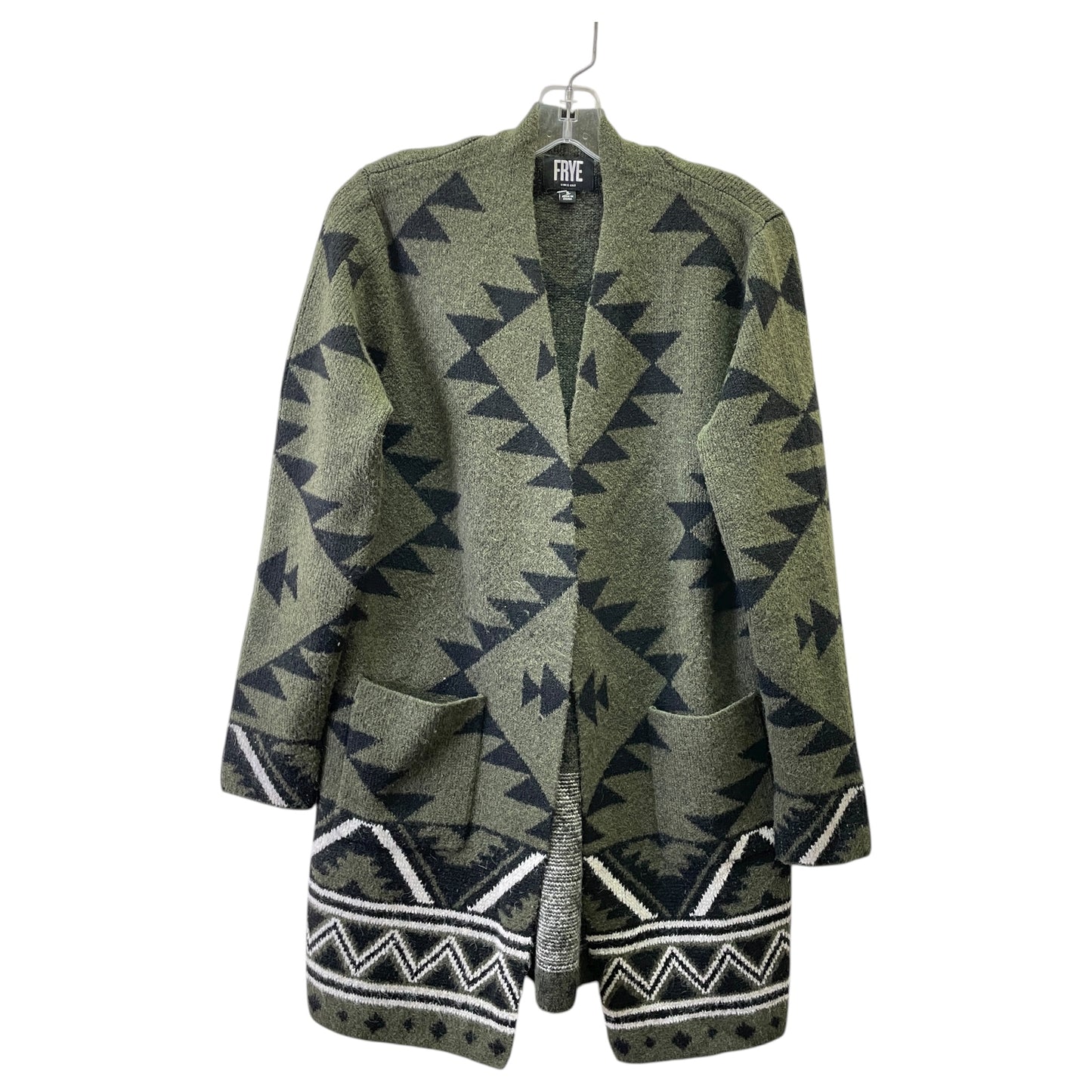 Cardigan Designer By Frye In Black & Green, Size:S