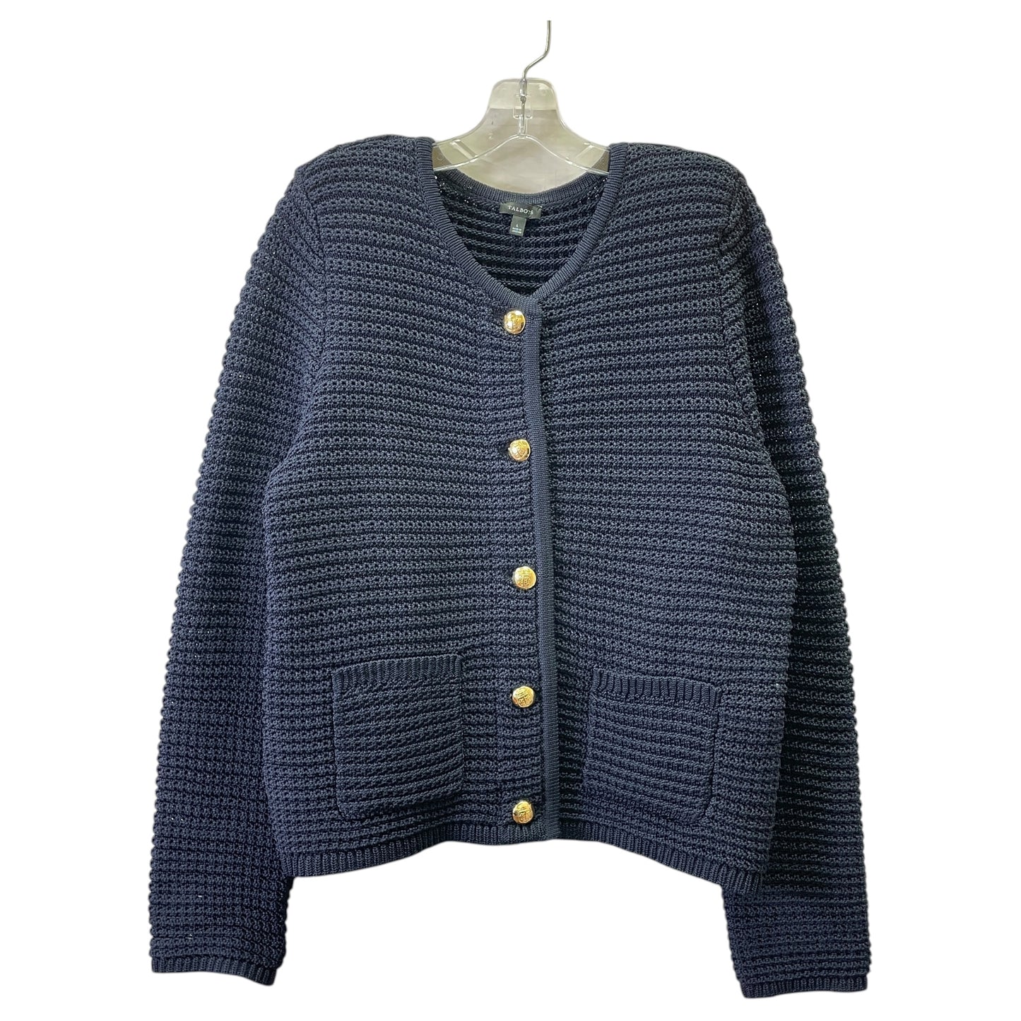 Cardigan By Talbots In Black & Gold, Size:L