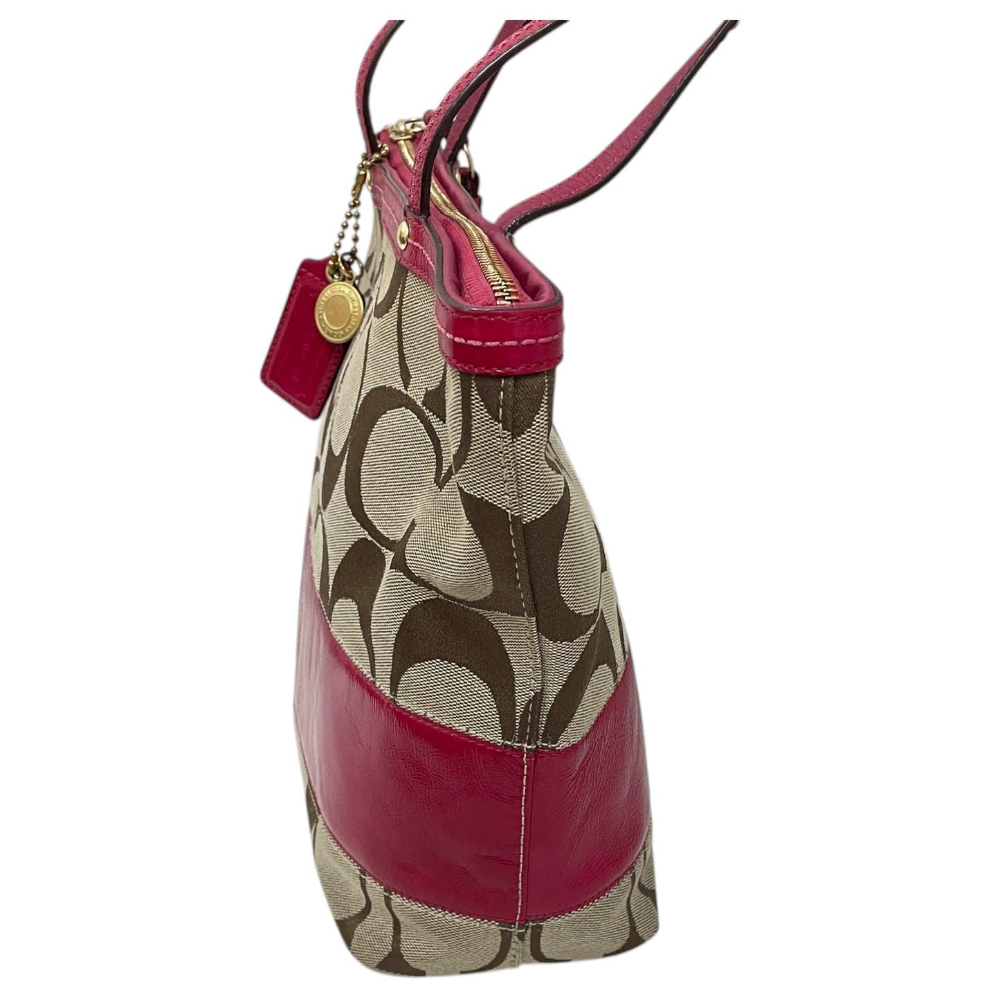 Handbag Designer By Coach In Brown & Pink, Size:Medium