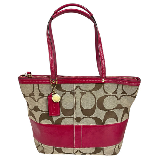 Handbag Designer By Coach In Brown & Pink, Size:Medium