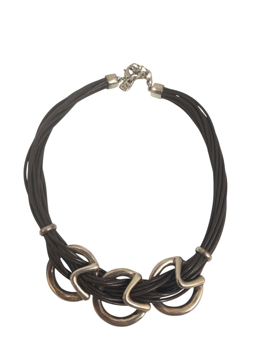 Necklace Sterling Silver By Uno De 50 In Brown & Silver