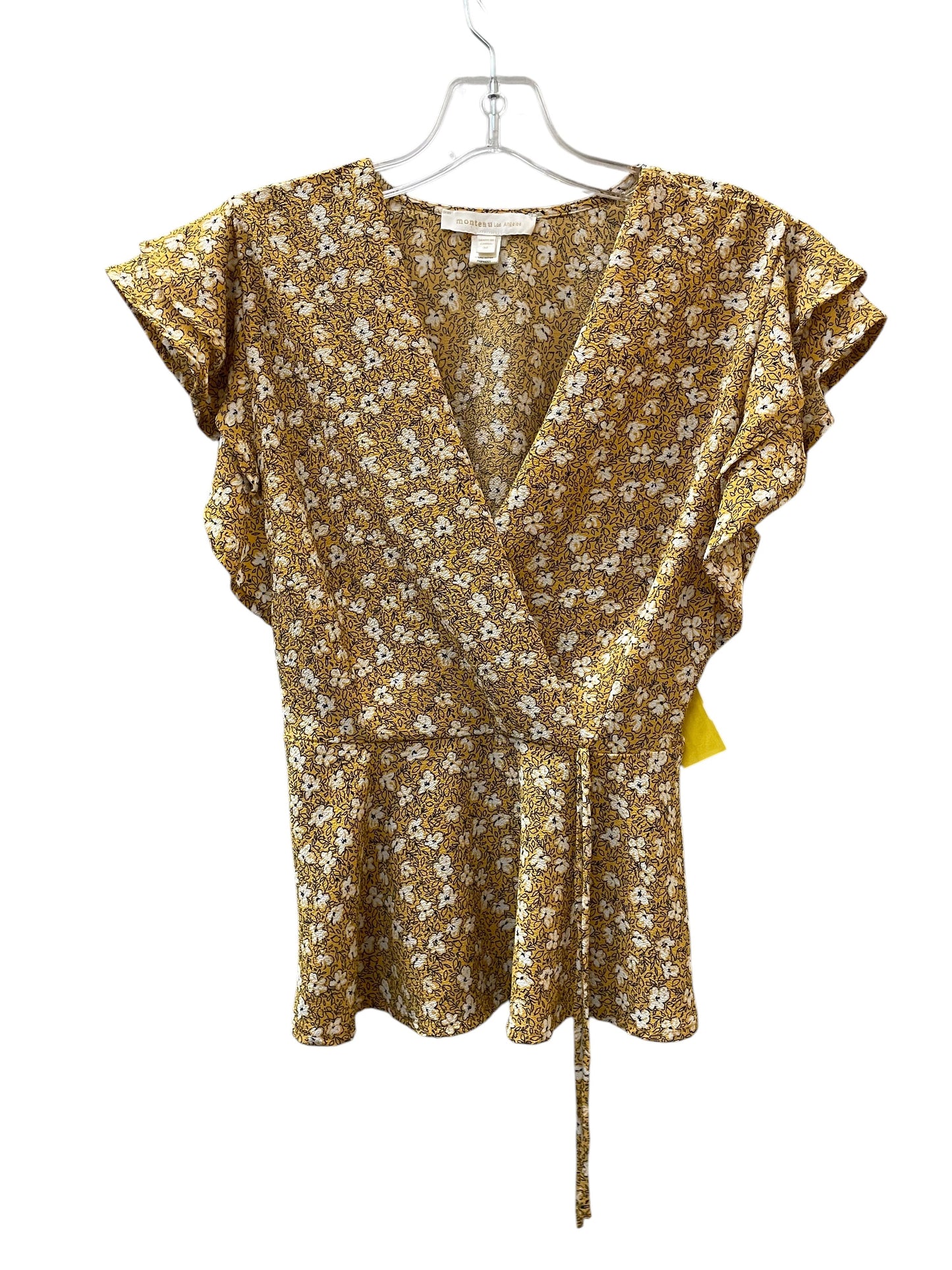 Top Ss By Monteau In White & Yellow, Size:M