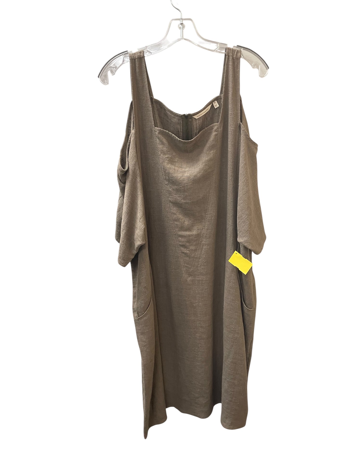 Dress Casual Midi By Soft Surroundings In Taupe, Size:Xl
