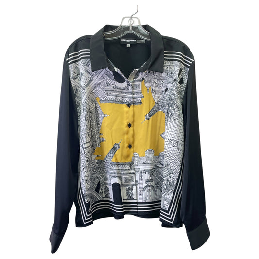 Top Ls Designer By Karl Lagerfeld In Black & Yellow, Size:Xl