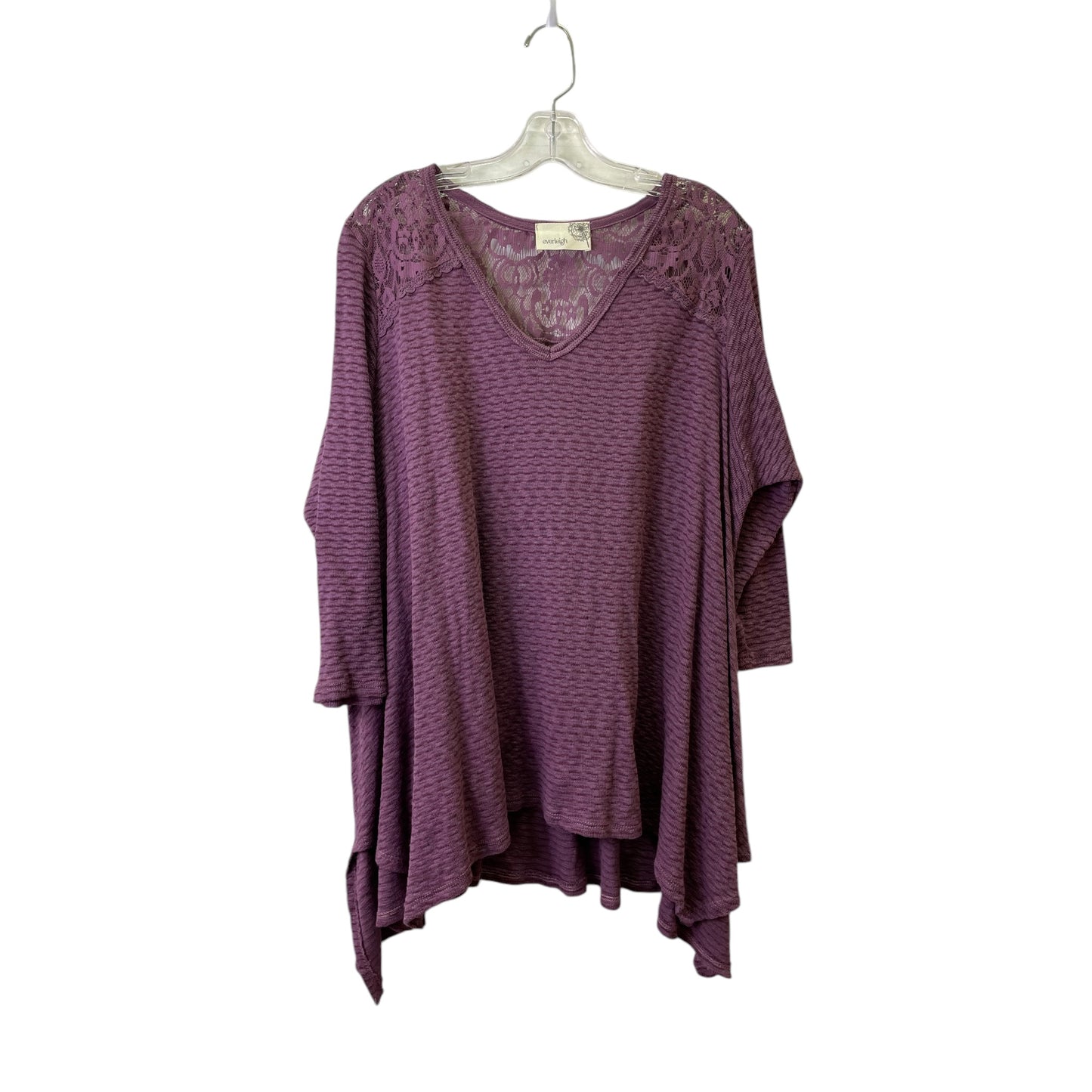 Top 3/4 Sleeve By Everleigh In Purple, Size:Xl