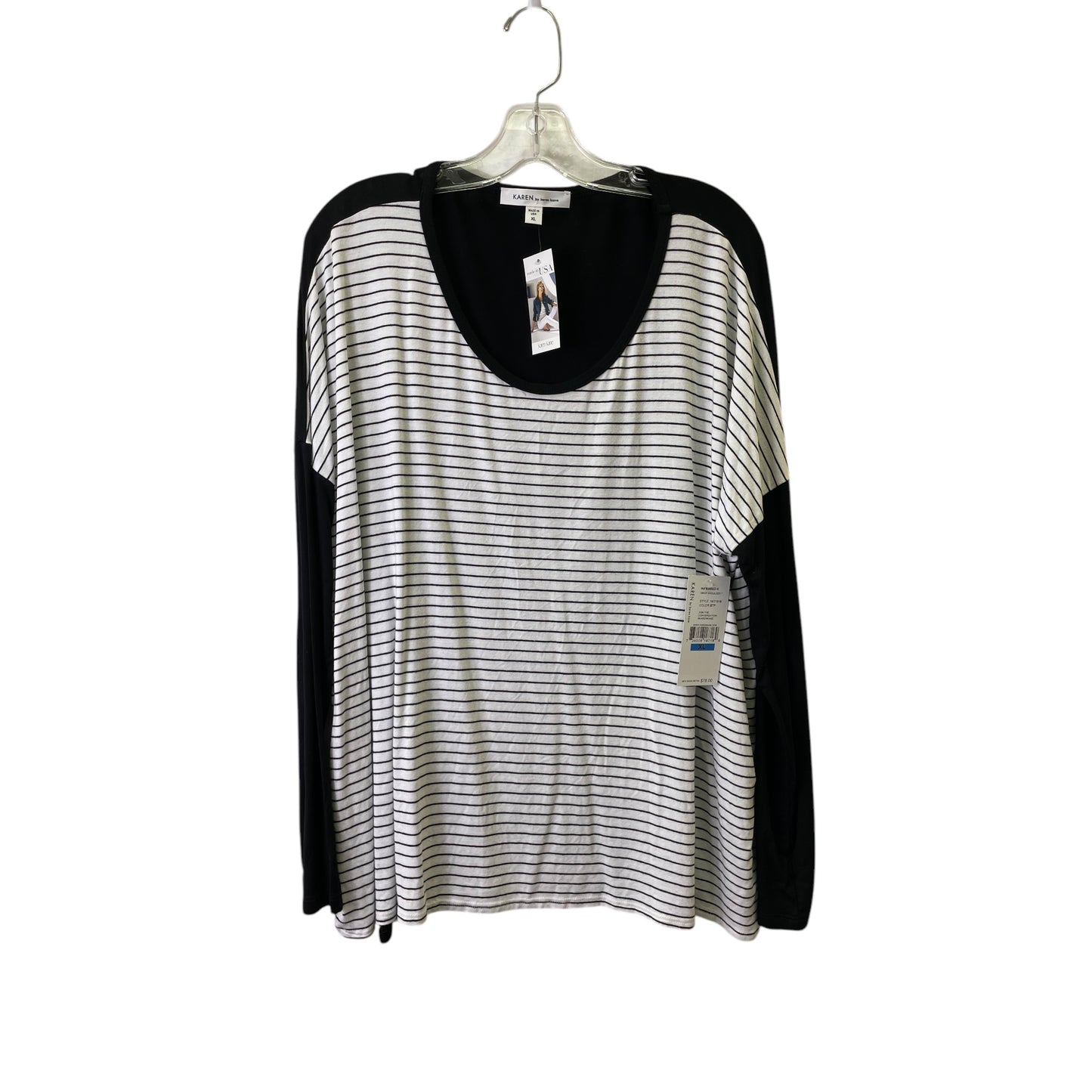 Top Ls By Karen Kane In Black & White, Size:Xl