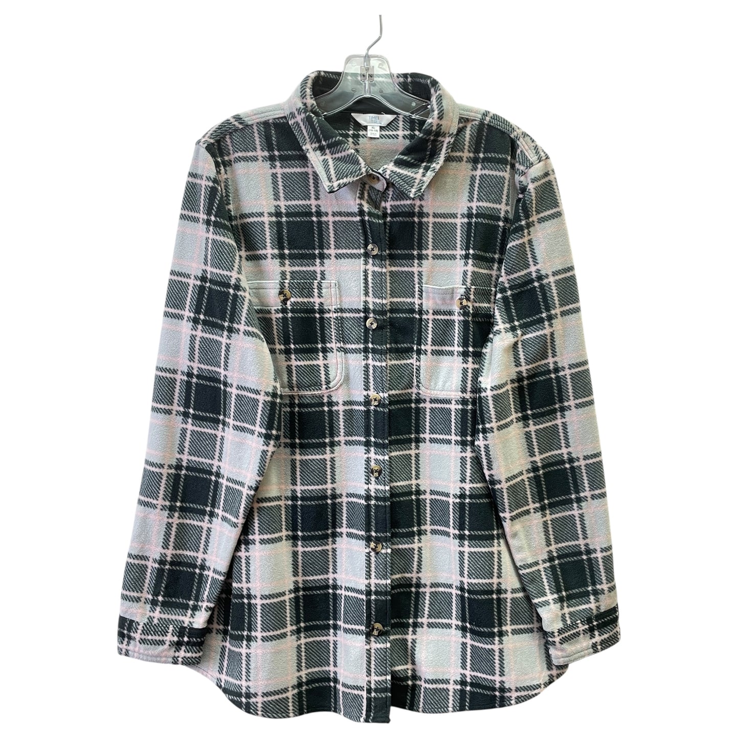 Jacket Shirt By Time And Tru In Grey & Pink, Size:Xl