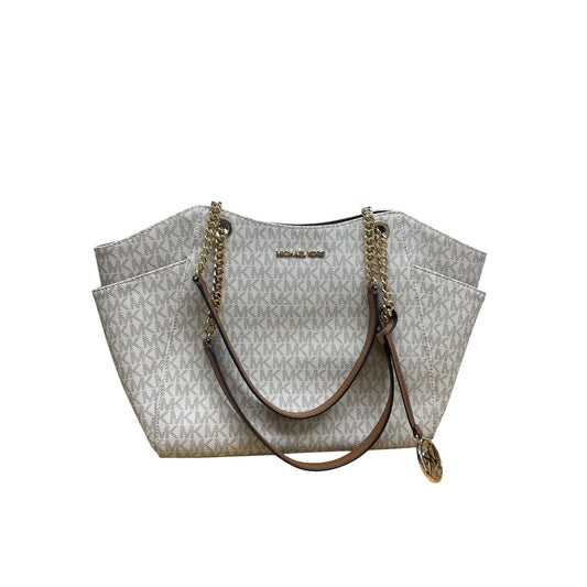 Handbag Designer By Michael Kors In Brown & Cream, Size:Medium