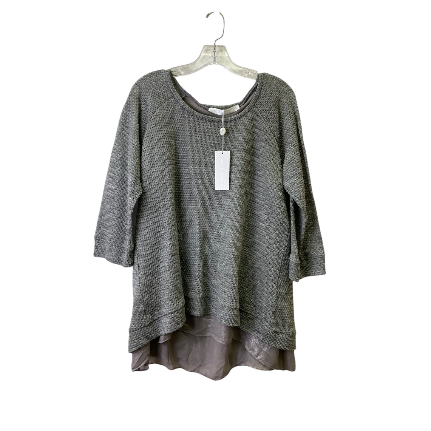 Top 3/4 Sleeve By Lola & Sophie In Grey, Size:Xl