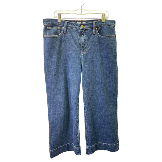 Jeans Wide Leg By J. Crew In Blue Denim, Size:12P