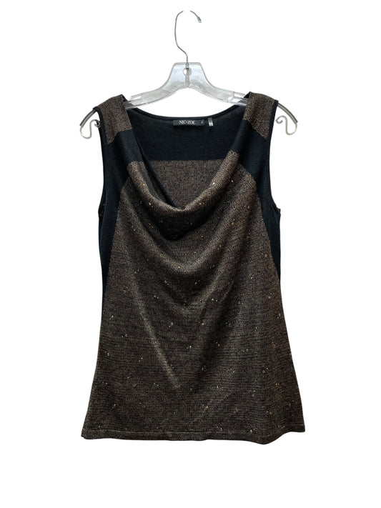 Top Sleeveless By Nic + Zoe In Black & Brown, Size:M