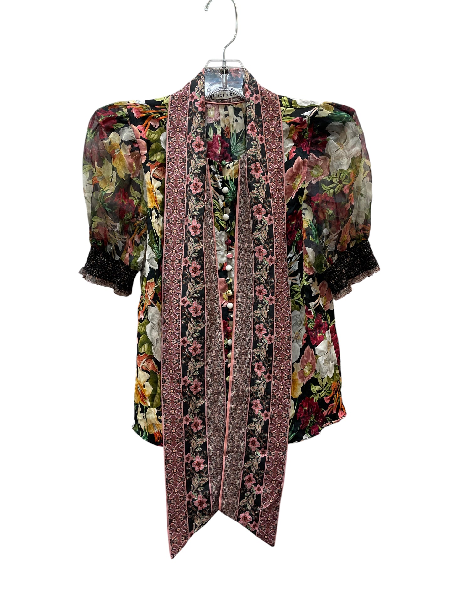 Blouse Designer By Alice + Olivia In Floral Print, Size:Xs