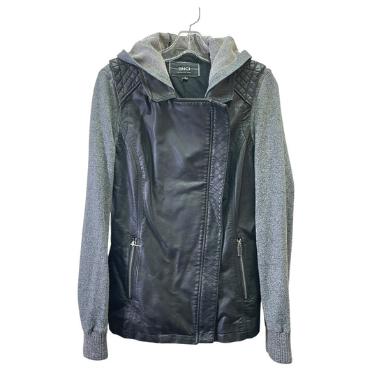Jacket Leather By BNCI In Black & Grey, Size:M