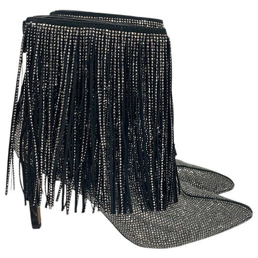 Boots Ankle Heels By Inc In Black & Silver, Size:6