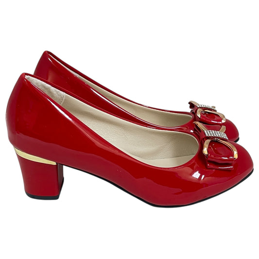 Shoes Heels Block By Cme In Red, Size:7.5