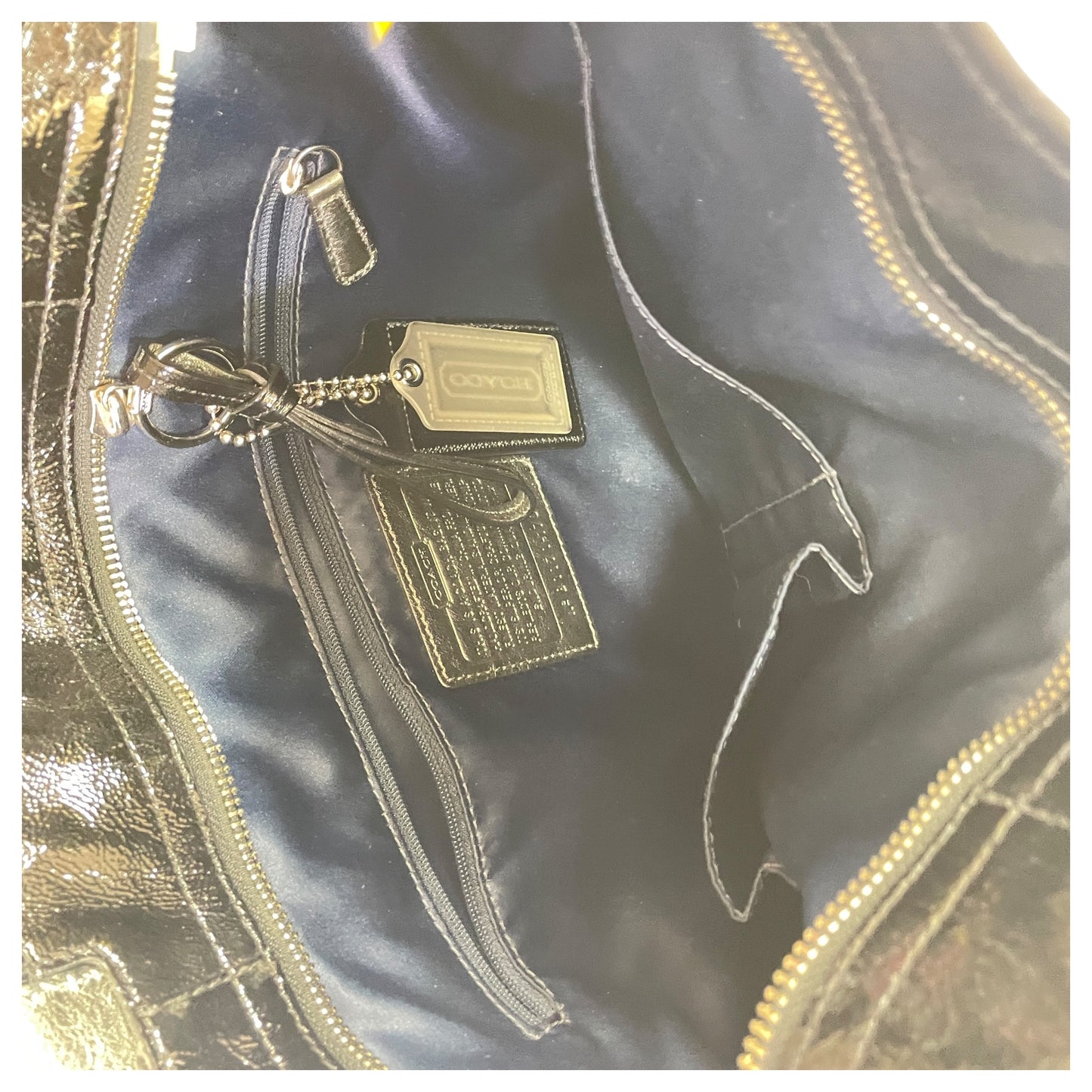 Handbag Designer By Coach In Black & Grey, Size:Medium