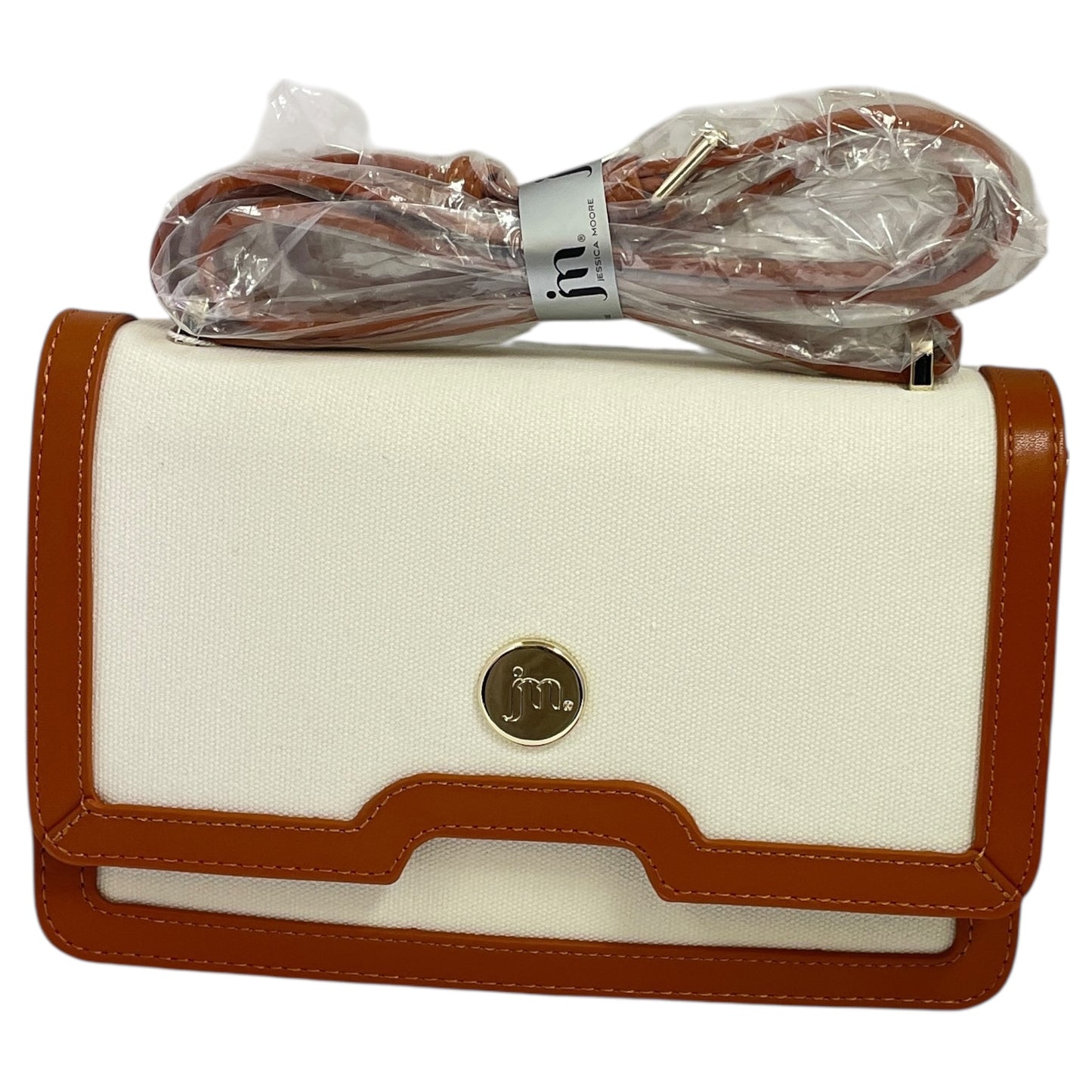 Handbag By JESSICA MOORE In Brown & White, Size:Small