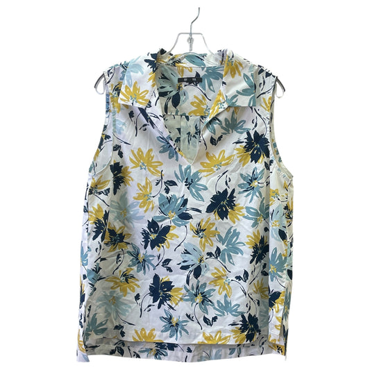 Top Sleeveless By KAL REIMAN In Blue & Yellow, Size:Xl