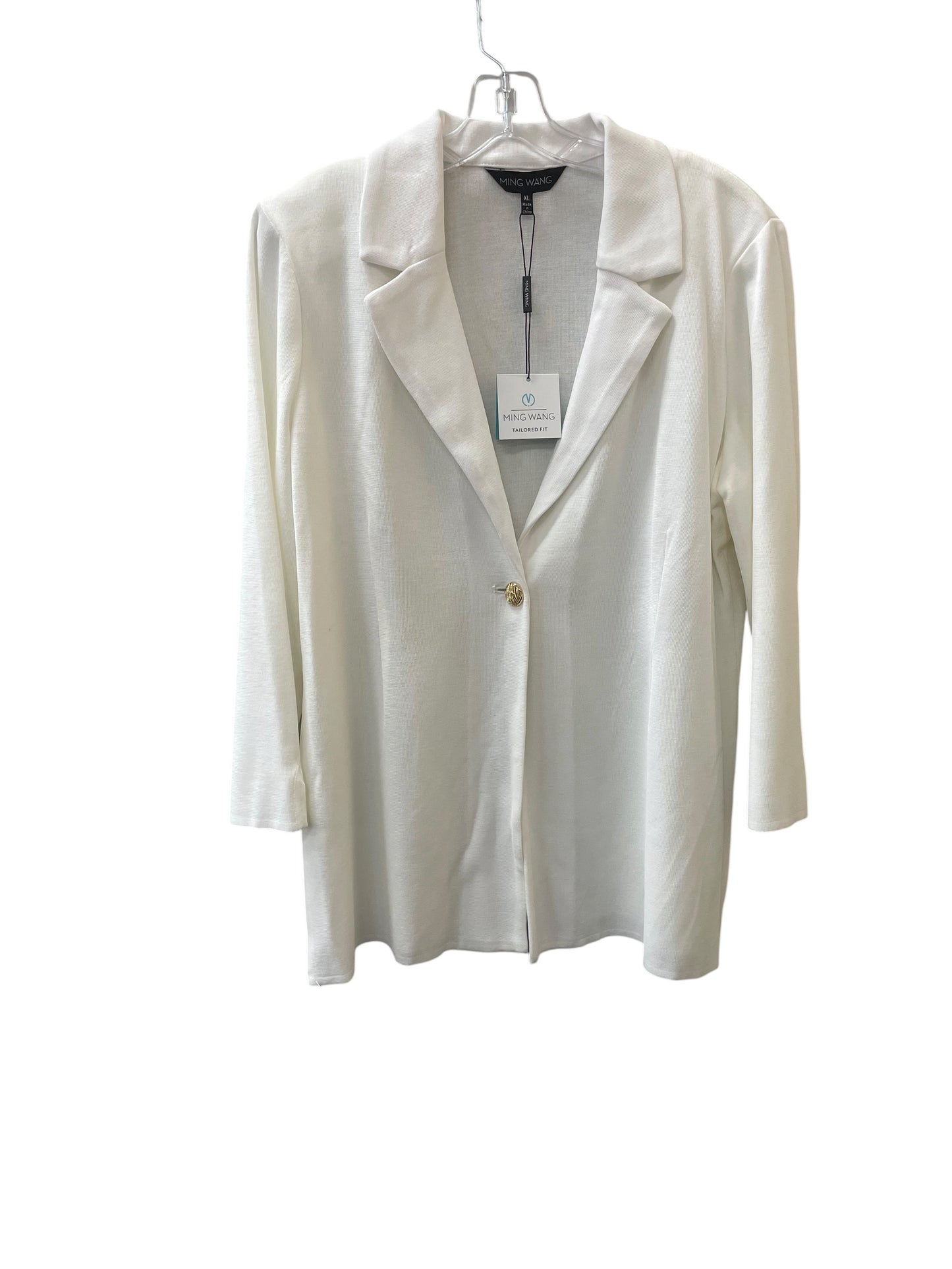 Cardigan By Ming Wang In Cream, Size:Xl