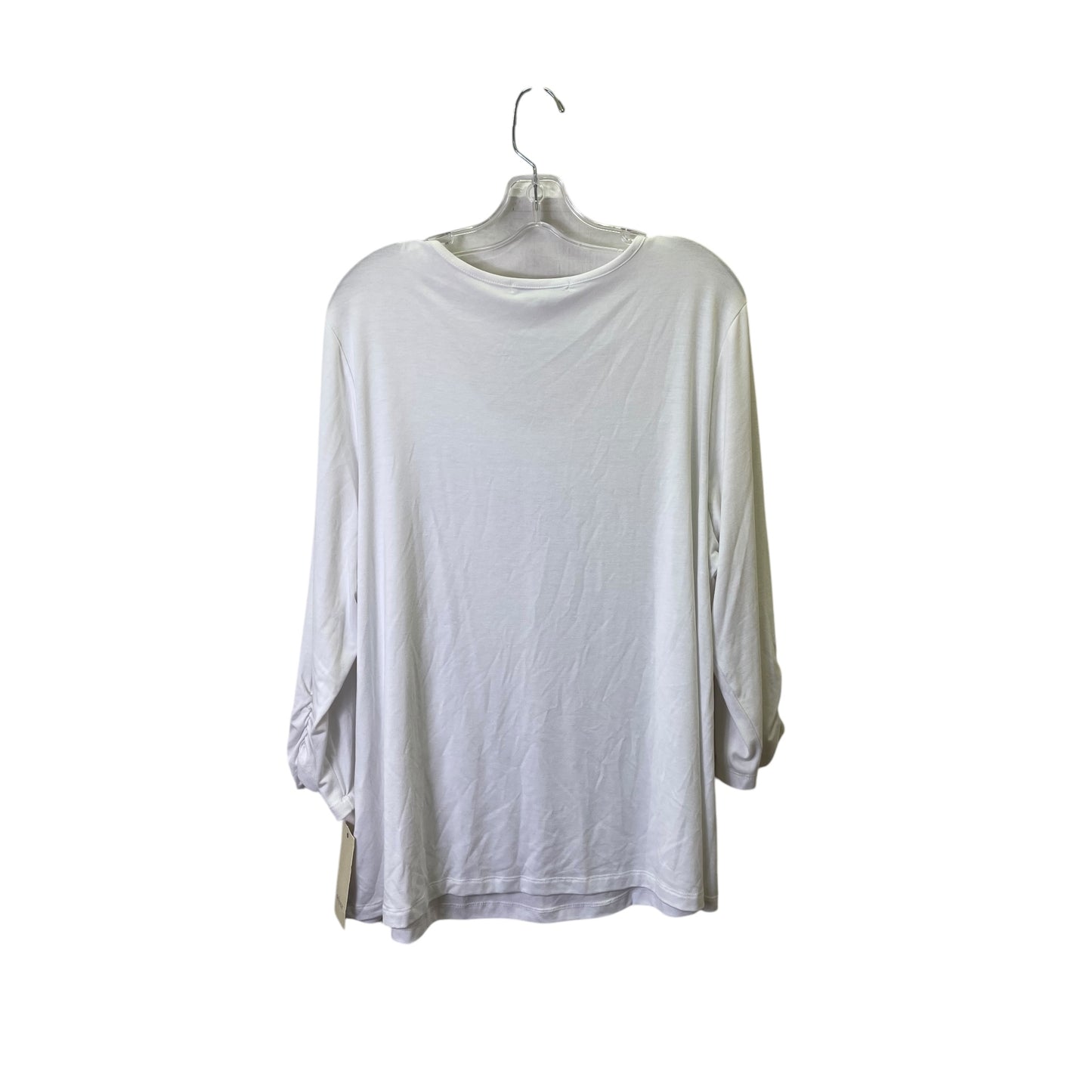 Top 3/4 Sleeve Basic By Sejour In White, Size:2X