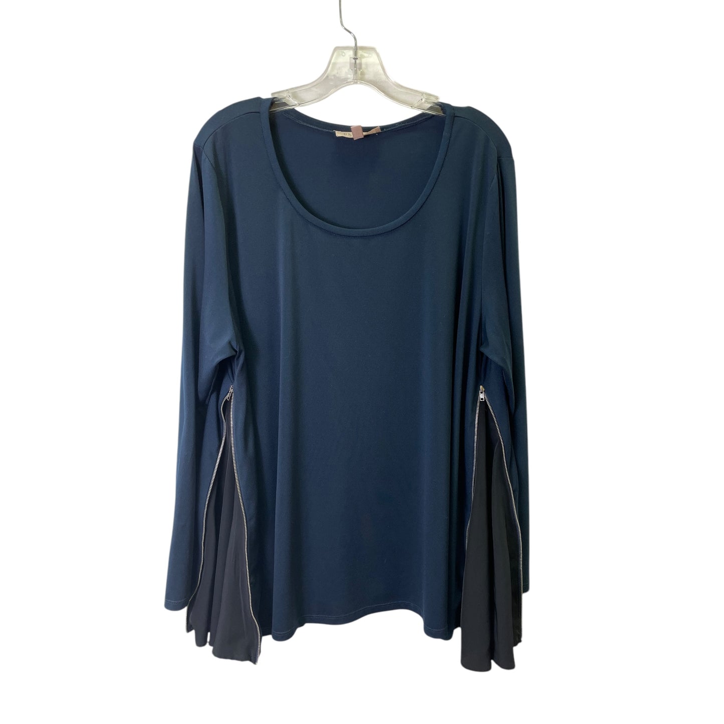 Top 3/4 Sleeve Basic By Philosophy In Blue, Size:2X