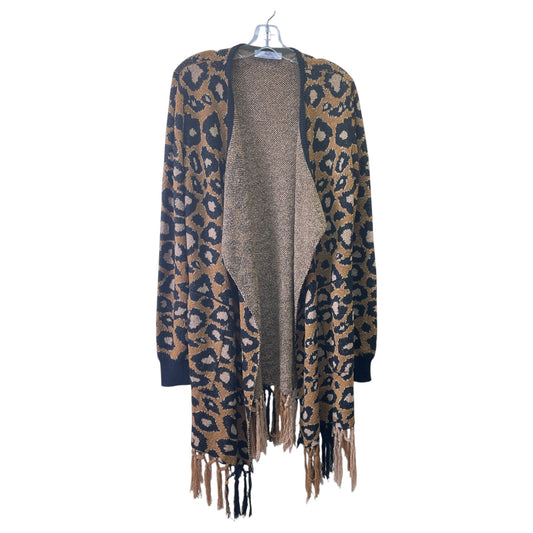 Sweater Cardigan By Hilary Radley In Animal Print