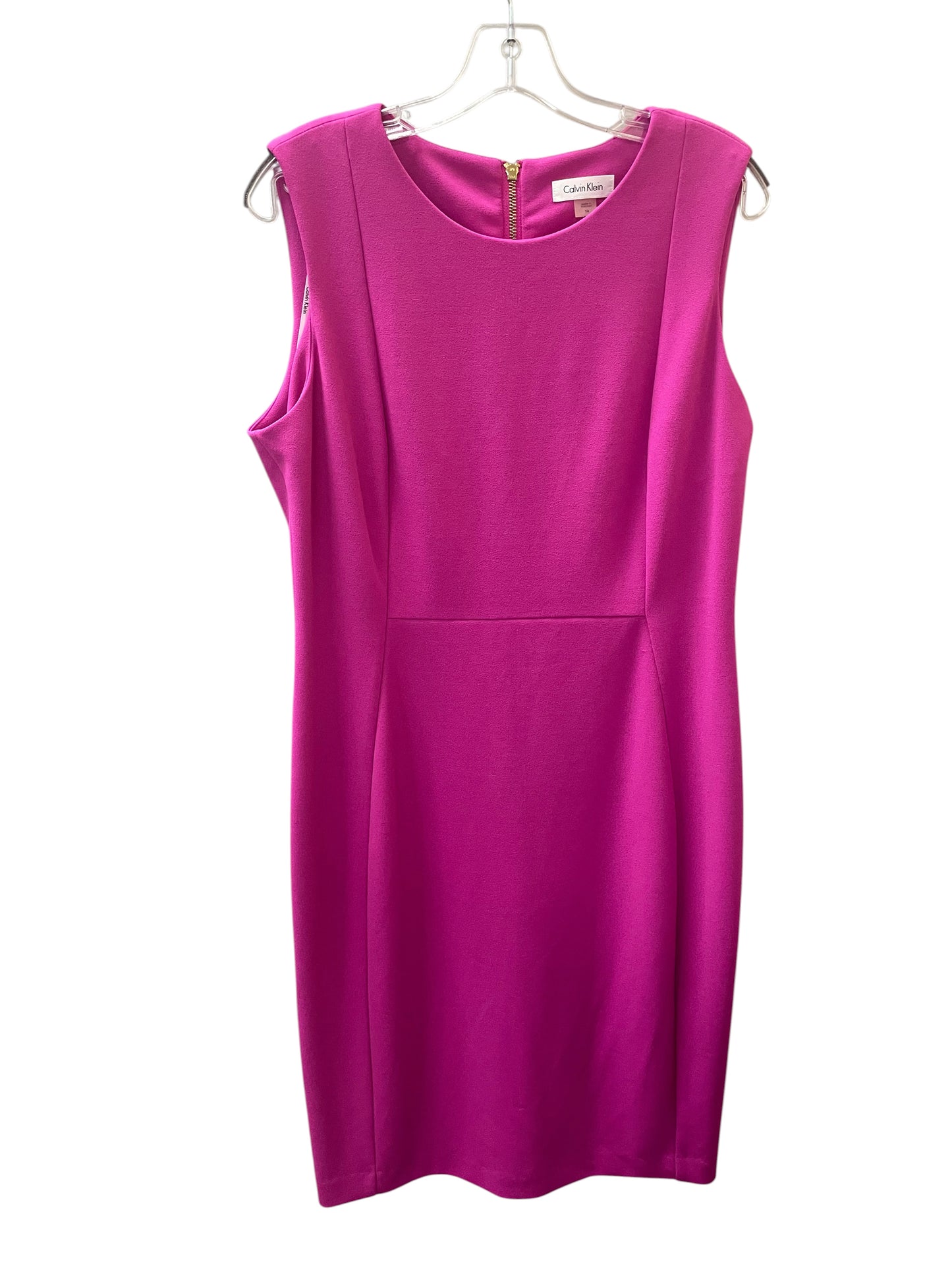 Dress Casual Midi By Calvin Klein In Pink, Size:14