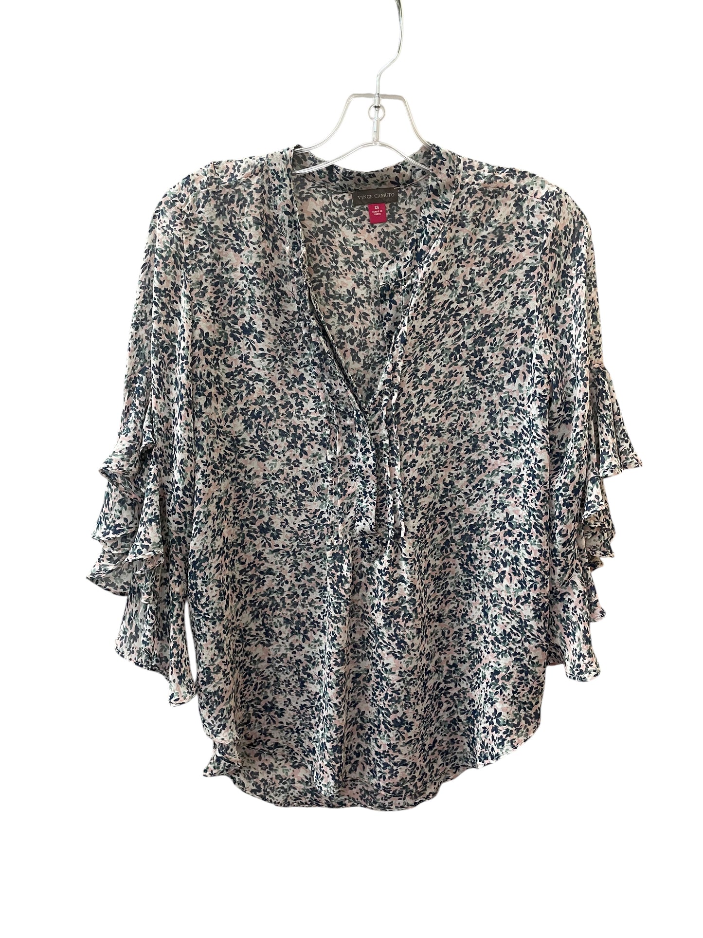 Top 3/4 Sleeve By Vince Camuto In Floral Print, Size:Xs