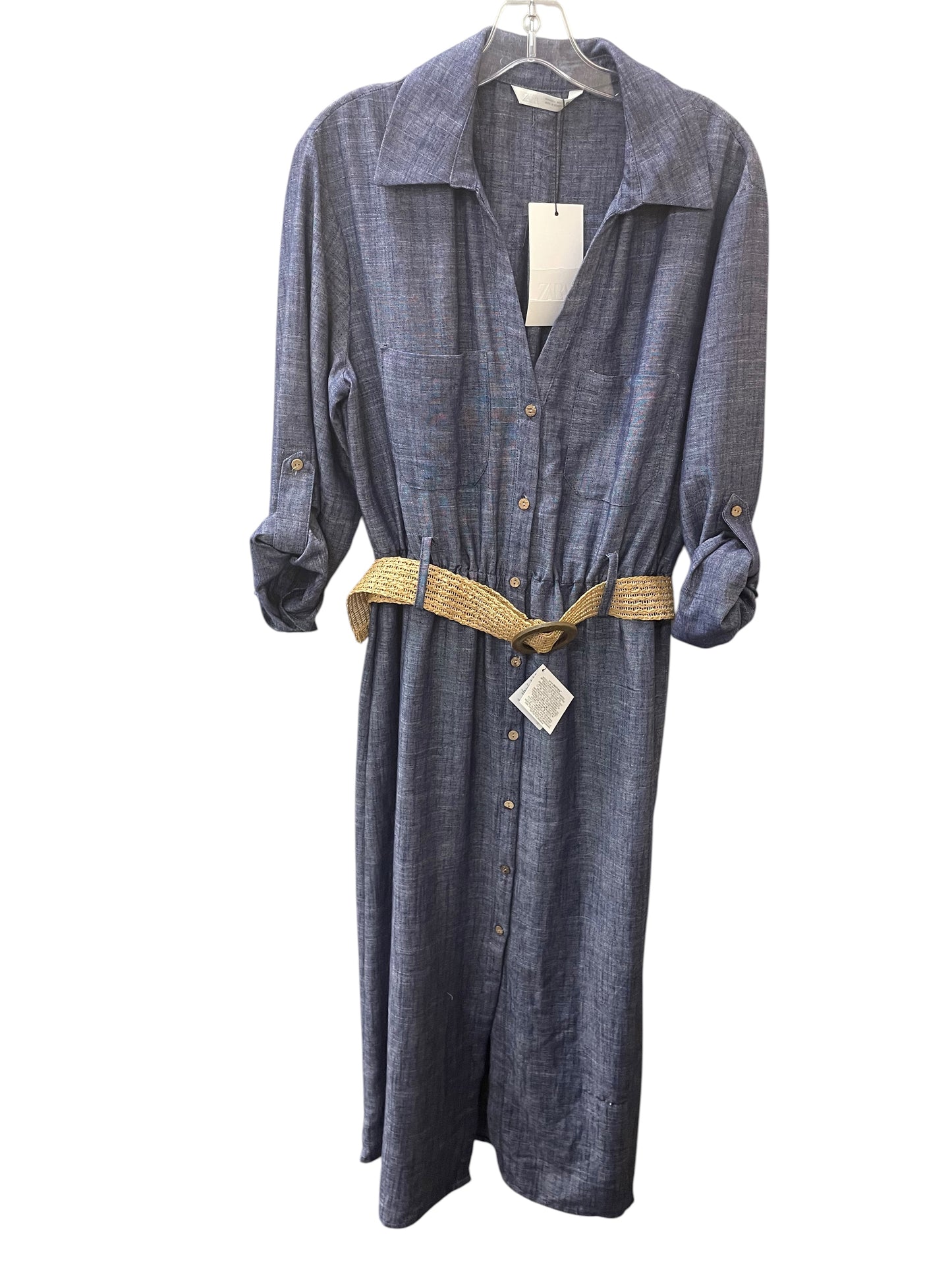 Dress Casual Maxi By Zara In Blue Denim, Size:L