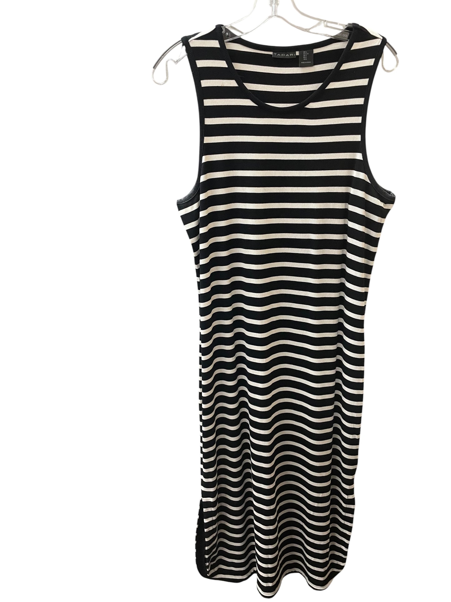 Dress Casual Maxi By Tahari In Black & Cream, Size:L