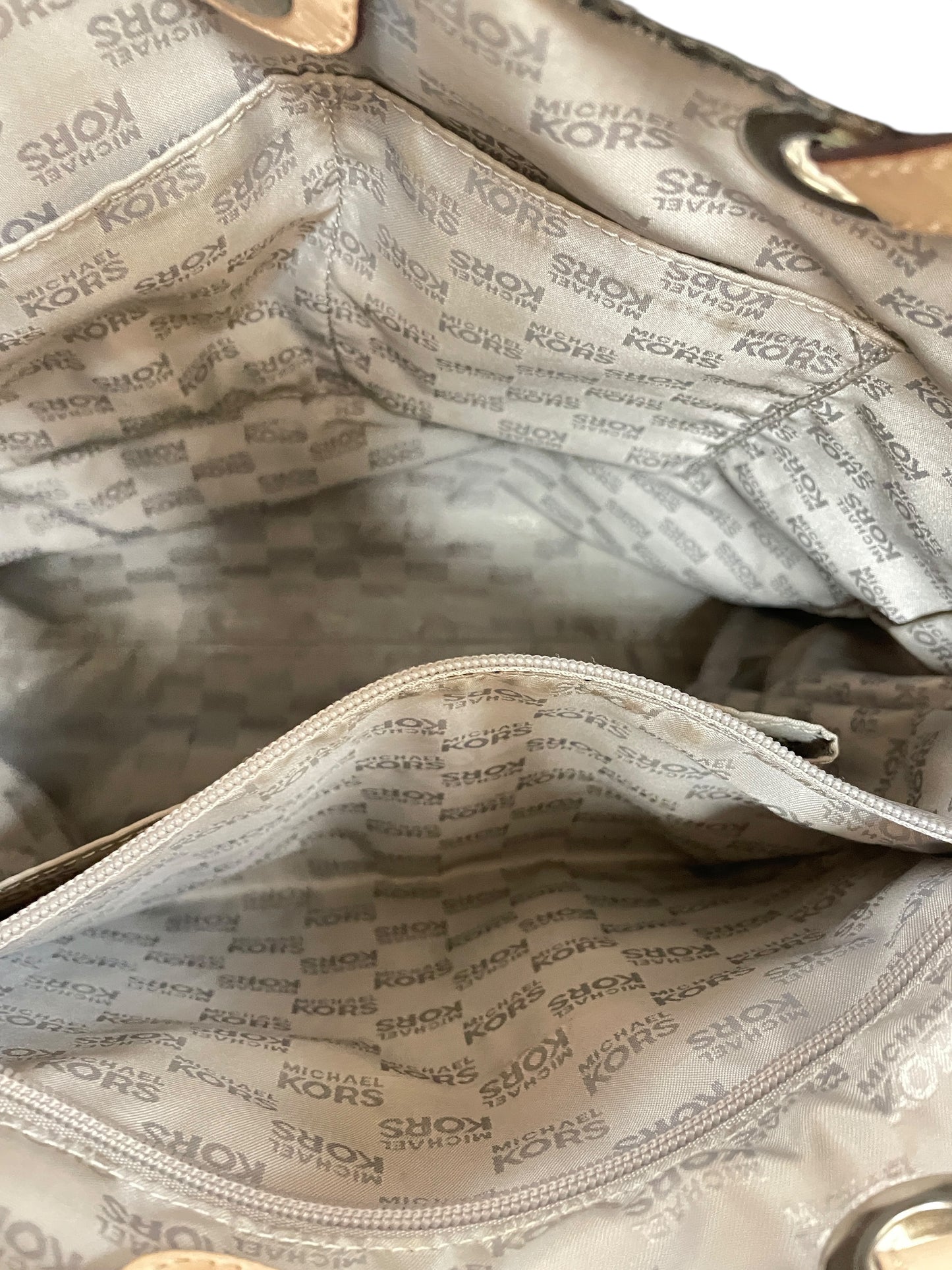 Handbag Designer By Michael Kors In Silver, Size:Large