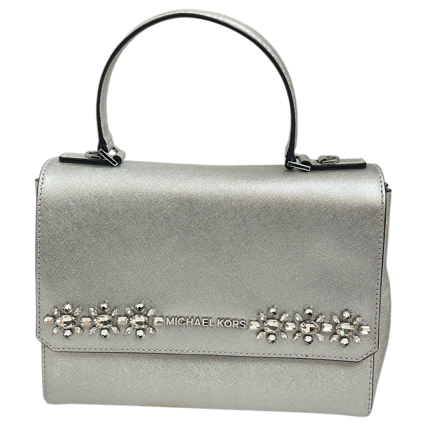 Handbag Designer By Michael Kors In Silver, Size:Medium