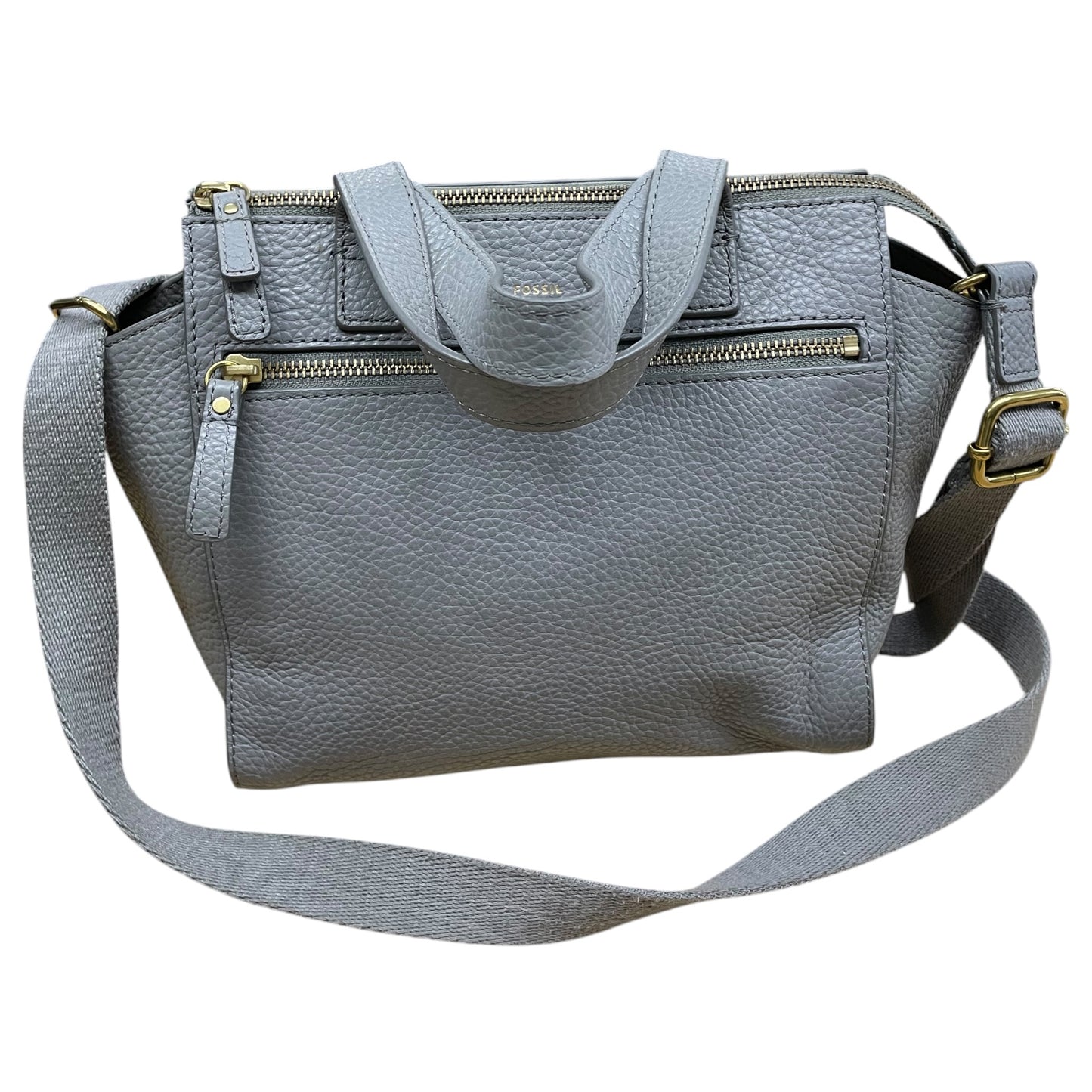 Crossbody Leather By Fossil In Grey, Size:Medium