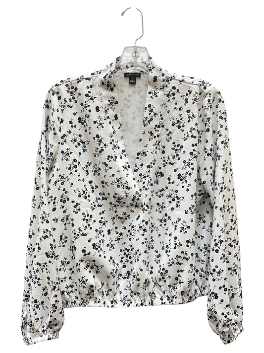 Blouse Ls By Ann Taylor In Black & White, Size:S