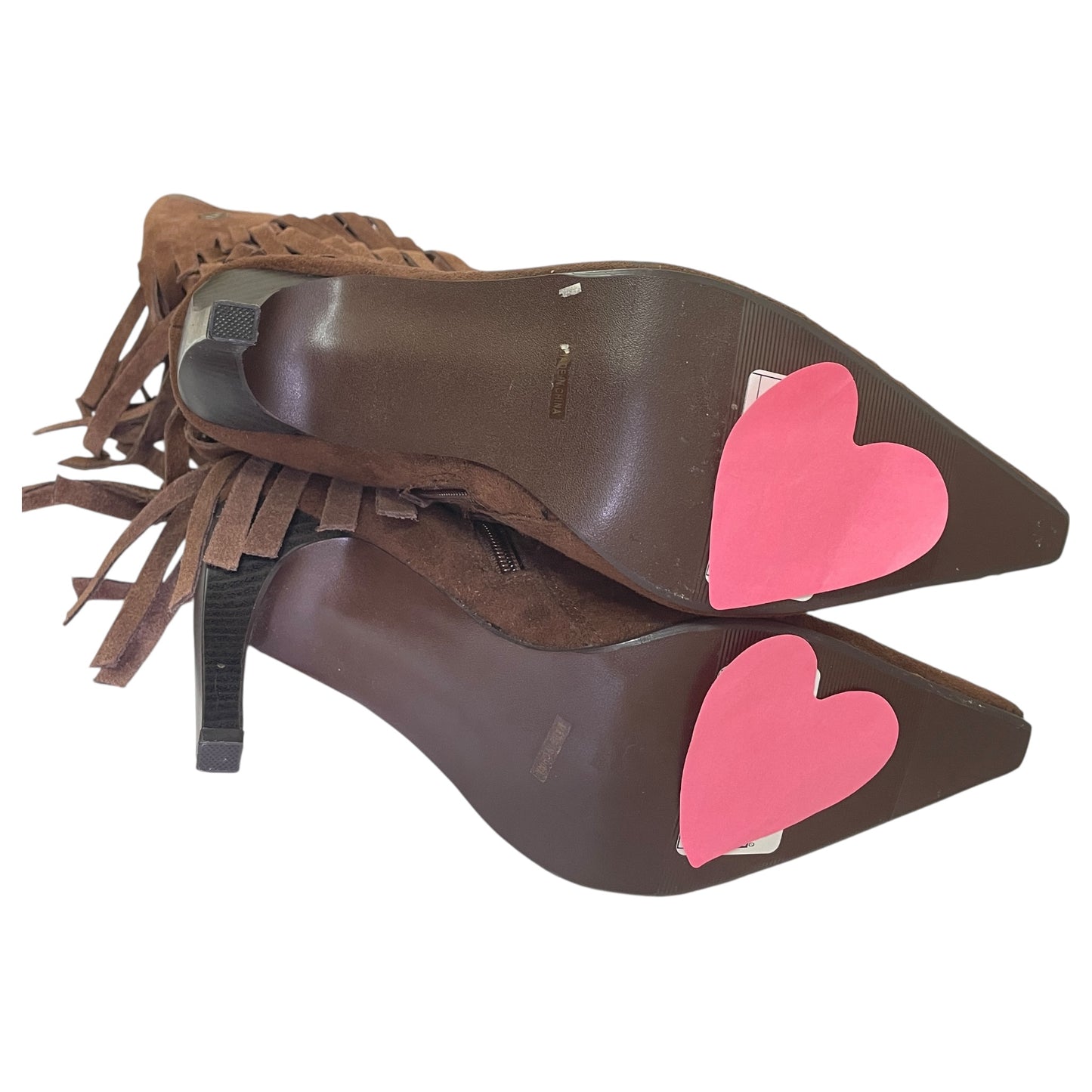 Boots Mid-Calf Heels By Cme In Brown, Size:8.5