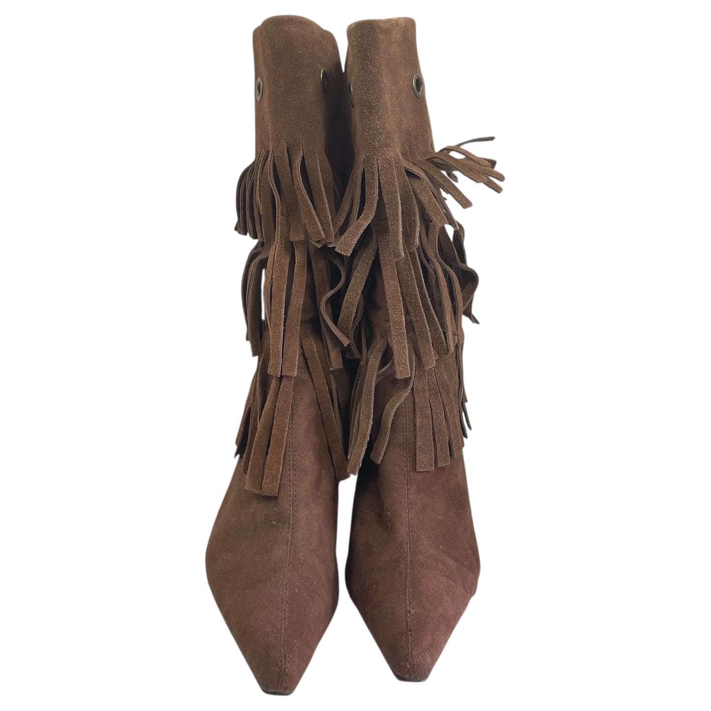 Boots Mid-Calf Heels By Cme In Brown, Size:8.5