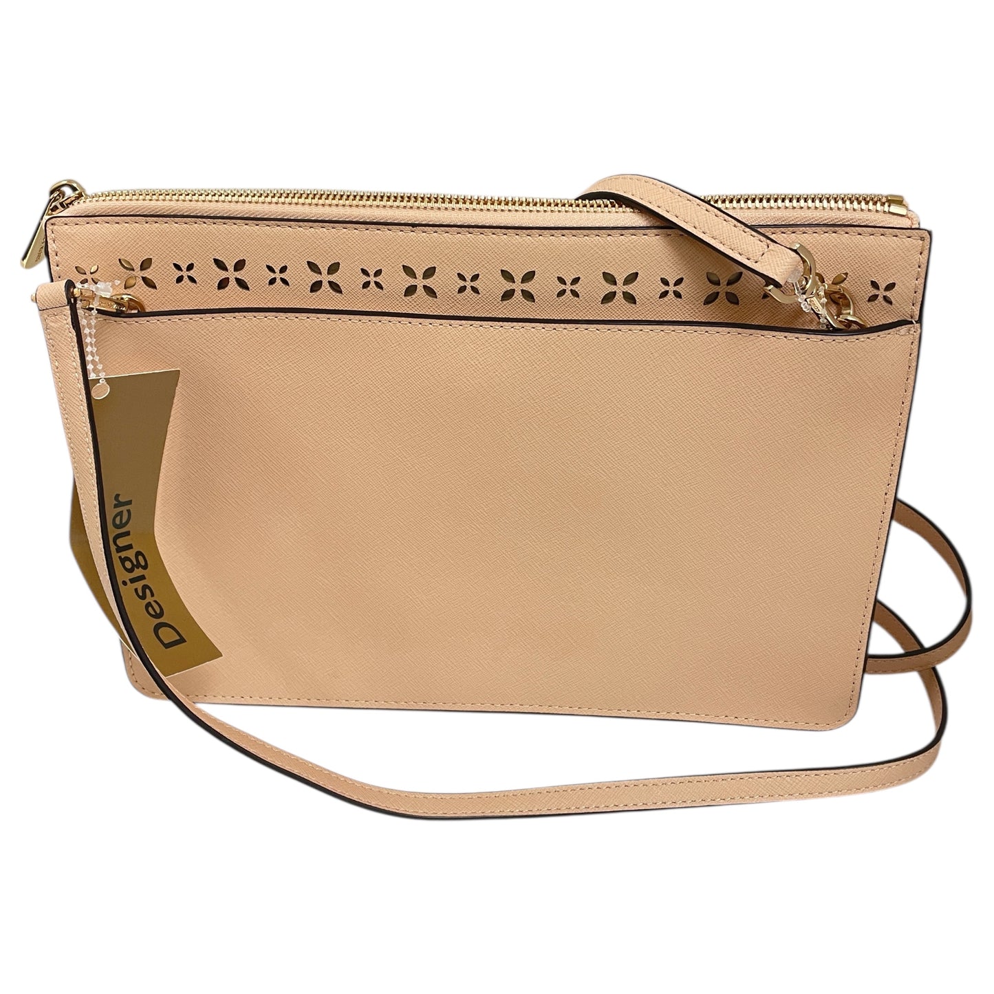 Handbag Designer By Michael Kors In Tan & White, Size:Large
