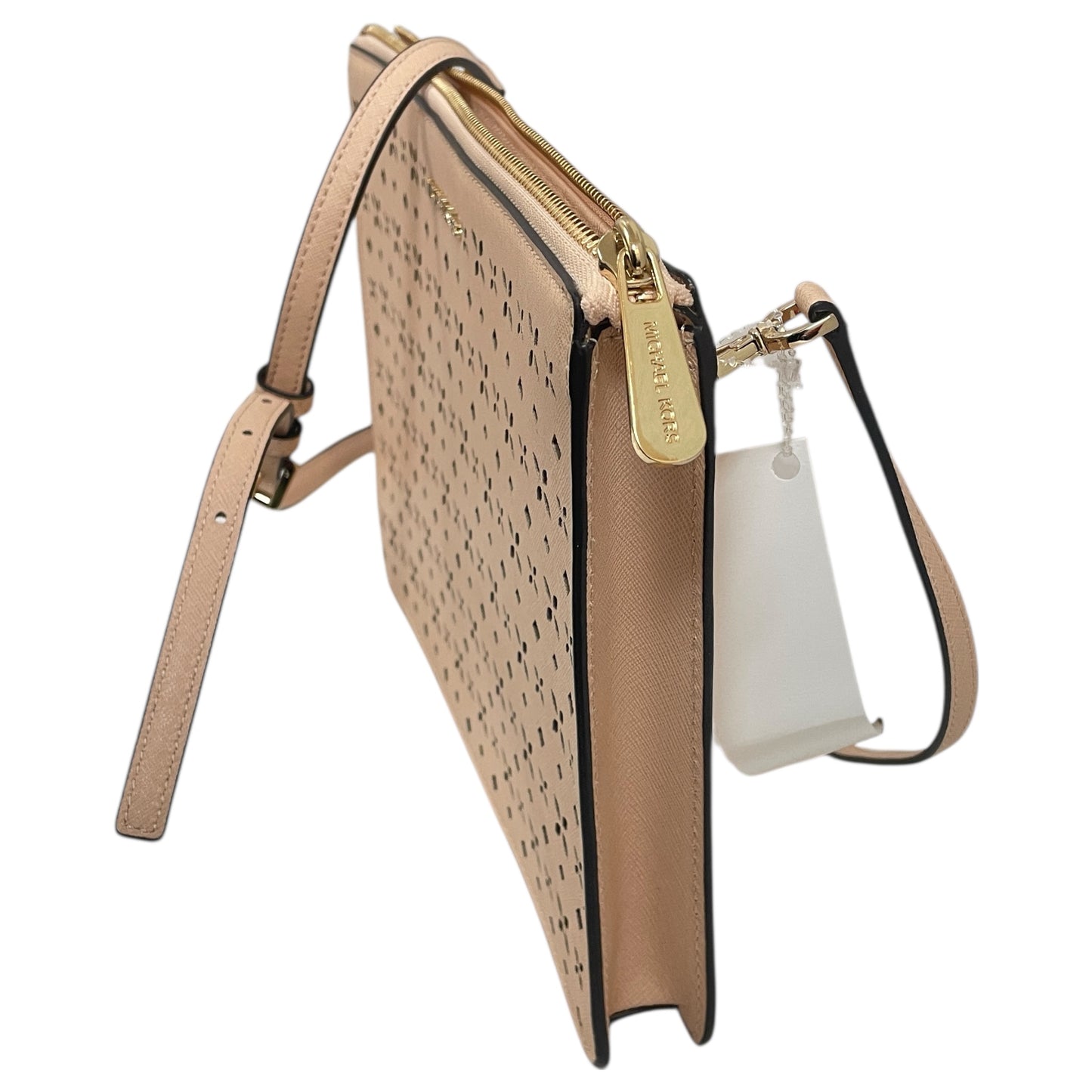 Handbag Designer By Michael Kors In Tan & White, Size:Large