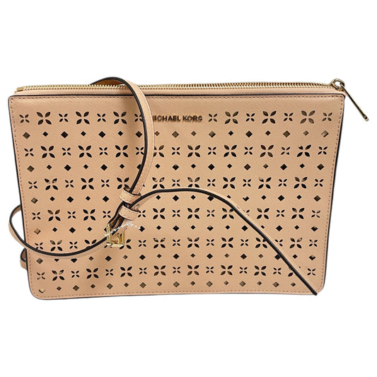 Handbag Designer By Michael Kors In Tan & White, Size:Large