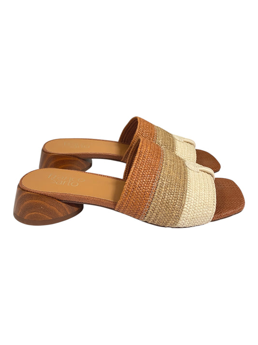 Sandals Heels Block By Franco Sarto In Brown, Size:7