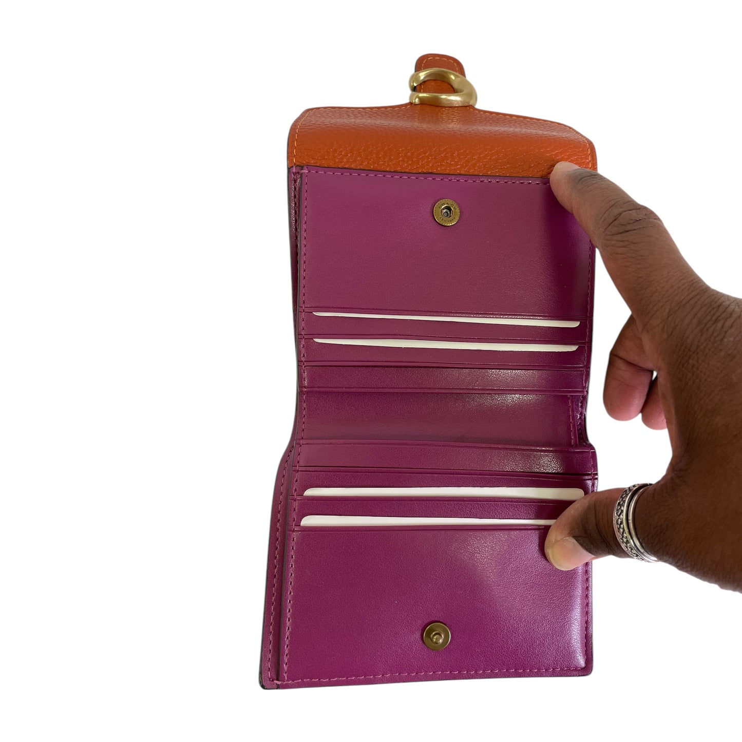 Wallet Designer By Coach In Orange & Purple, Size:Small