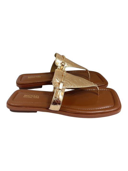 Sandals Flip Flops By Michael By Michael Kors In Gold, Size:7